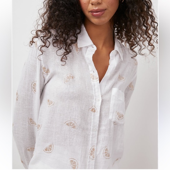 Rails Linen Charli Shirt in Glitter Lemons - Picture 2 of 11